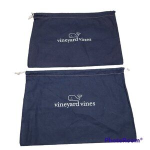 Vineyard Vines Dust Bags Storage Logo Blue Drawstring Whale Lot of 2 - 10 x 14
